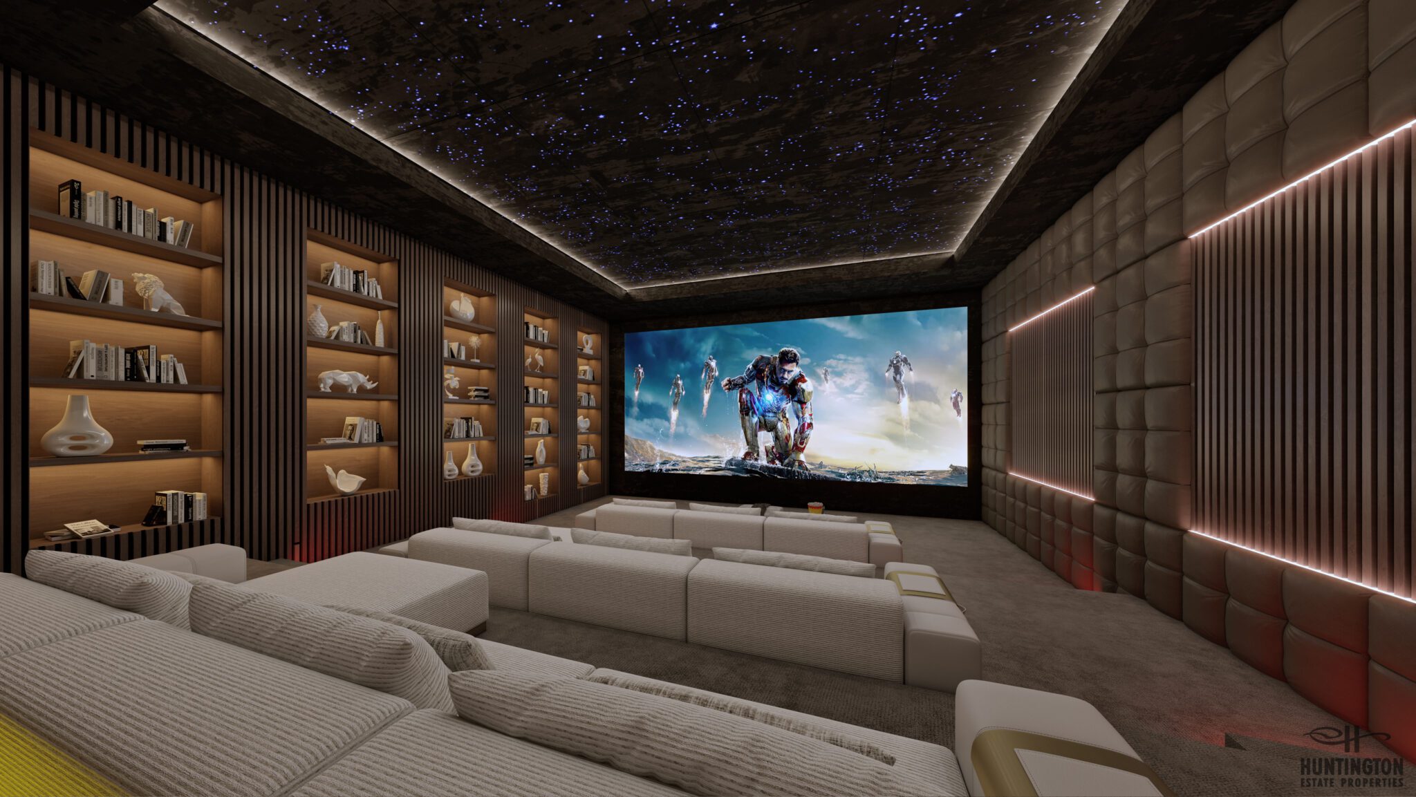 home theater with ambient lighting