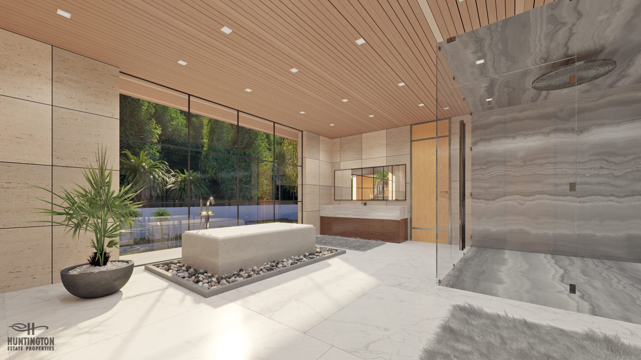 view of outdoor from modern master bath