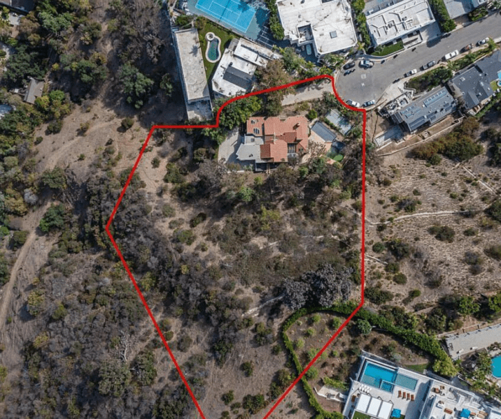 aerial shot of property in los angeles hills